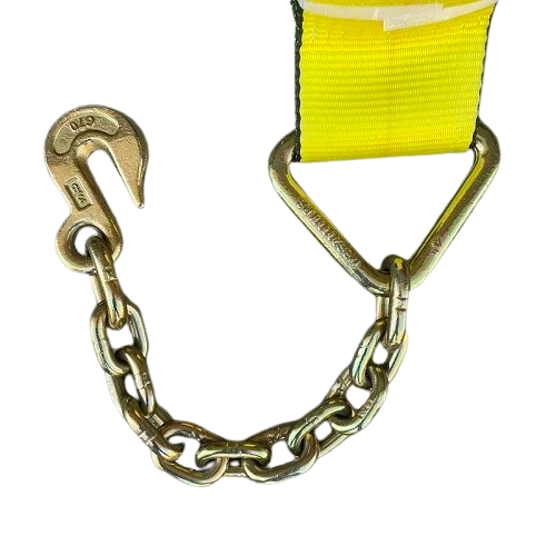 4" X 30' Winch Strap with G-70 5/8" Chain tail and Grab Hook