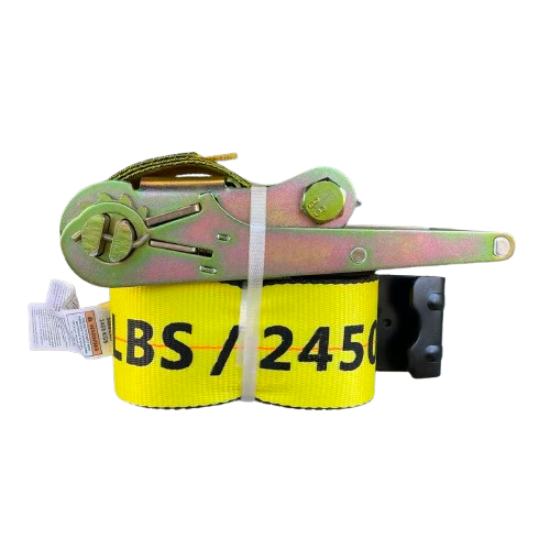 4" X 30' Winch Strap with 12" Heavy Duty Ratchet with Flat Hooks