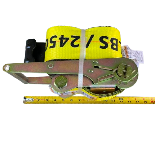 4" X 30' Winch Strap with 12" Heavy Duty Ratchet with Flat Hooks